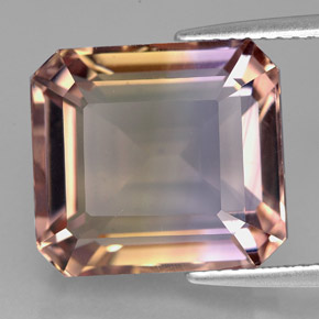 11.76캐럿 천연 바이컬러 아메트린, 에메랄드 컷, 13.5×12.3 mm, VVS