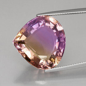21.75캐럿 천연 바이컬러 아메트린, 배 모양, 19.9×19.3 mm, VVS