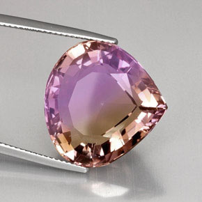 21.75캐럿 천연 바이컬러 아메트린, 배 모양, 19.9×19.3 mm, VVS