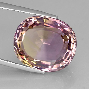 21.12캐럿 천연 바이컬러 아메트린, 타원형 컷, 19×16 mm, VVS