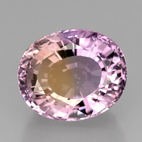 22.52캐럿 천연 바이컬러 아메트린, 타원형 컷, 18.1×15.2 mm, IF