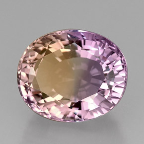 22.52캐럿 천연 바이컬러 아메트린, 타원형 컷, 18.1×15.2 mm, IF