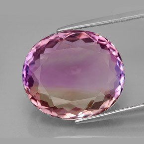 16.04캐럿 천연 바이컬러 아메트린, 타원형 컷, 17.4×15.1 mm, IF
