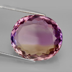 16.04캐럿 천연 바이컬러 아메트린, 타원형 컷, 17.4×15.1 mm, IF
