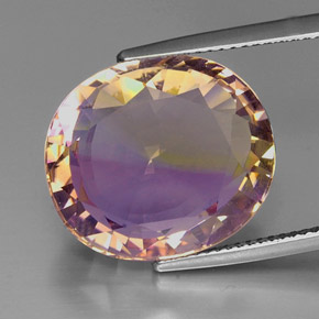 15.67캐럿 천연 바이컬러 아메트린, 타원형 컷, 17.3×15.1 mm, IF