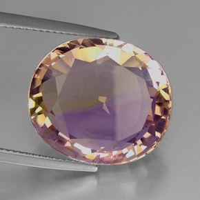 15.67캐럿 천연 바이컬러 아메트린, 타원형 컷, 17.3×15.1 mm, IF
