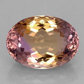 21.11캐럿 천연 바이컬러 아메트린, 타원형 컷, 20.7×15.1 mm, IF
