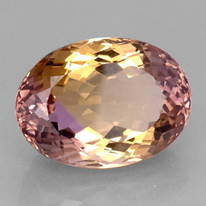 21.11캐럿 천연 바이컬러 아메트린, 타원형 컷, 20.7×15.1 mm, IF