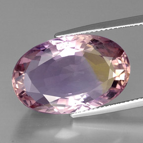 19.14캐럿 천연 바이컬러 아메트린, 타원형 컷, 21.9×14.2 mm, VVS