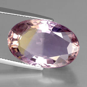 19.14캐럿 천연 바이컬러 아메트린, 타원형 컷, 21.9×14.2 mm, VVS