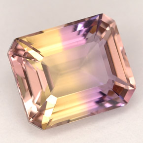 5.29캐럿 천연 바이컬러 아메트린, 에메랄드 컷, 11.4×9.4 mm, VVS