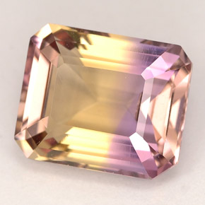 5.29캐럿 천연 바이컬러 아메트린, 에메랄드 컷, 11.4×9.4 mm, VVS