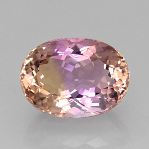 16.60캐럿 천연 바이컬러 아메트린, 타원형 컷, 18.8×13.8 mm, IF