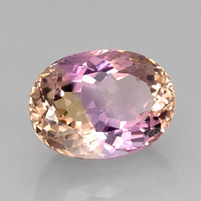 16.60캐럿 천연 바이컬러 아메트린, 타원형 컷, 18.8×13.8 mm, IF