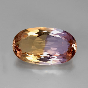 20.51캐럿 천연 바이컬러 아메트린, 타원형 컷, 24.6×14.4 mm, IF