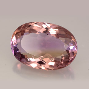 12.47캐럿 천연 바이컬러 아메트린, 타원형 컷, 18.3×12.8 mm, VVS-VS