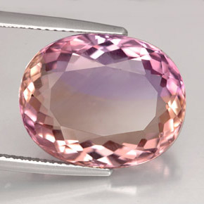 14.32캐럿 천연 바이컬러 아메트린, 타원형 컷, 18.2×14.5 mm, VVS