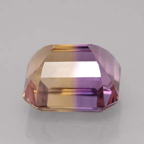 8.22캐럿 천연 바이컬러 아메트린, 에메랄드 컷, 12.4×10.9 mm, VVS