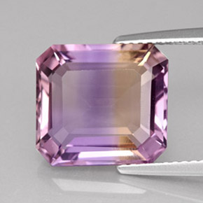 6.02캐럿 천연 바이컬러 아메트린, 에메랄드 컷, 12×11 mm, VVS