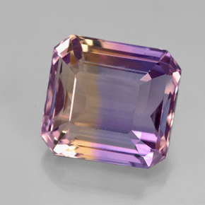 7.00캐럿 천연 바이컬러 아메트린, 에메랄드 컷, 11.6×10.7 mm, VVS