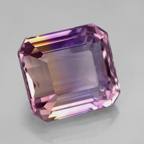 7.00캐럿 천연 바이컬러 아메트린, 에메랄드 컷, 11.6×10.7 mm, VVS