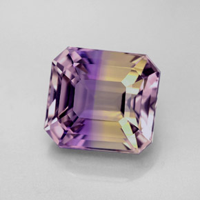 6.01캐럿 천연 바이컬러 아메트린, 에메랄드 컷, 11×10.2 mm, VVS