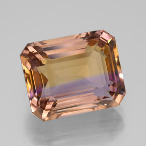 8.03캐럿 천연 바이컬러 아메트린, 에메랄드 컷, 12.7×10.3 mm, VVS