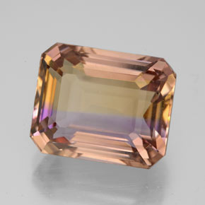 8.03캐럿 천연 바이컬러 아메트린, 에메랄드 컷, 12.7×10.3 mm, VVS