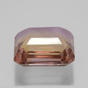 8.03캐럿 천연 바이컬러 아메트린, 에메랄드 컷, 12.7×10.3 mm, VVS