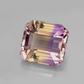 6.33캐럿 천연 바이컬러 아메트린, 에메랄드 컷, 11.2×10.5 mm, VVS