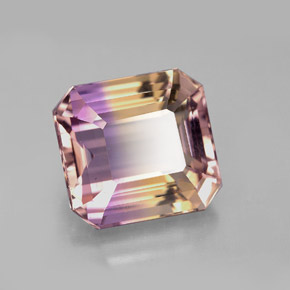 6.33캐럿 천연 바이컬러 아메트린, 에메랄드 컷, 11.2×10.5 mm, VVS