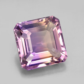 8.21캐럿 천연 바이컬러 아메트린, 에메랄드 컷, 12.3×12.2 mm, VVS-VS