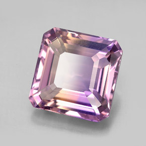 8.21캐럿 천연 바이컬러 아메트린, 에메랄드 컷, 12.3×12.2 mm, VVS-VS