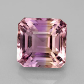 7.37캐럿 천연 바이컬러 아메트린, 에메랄드 컷, 11×11 mm, VVS-VS