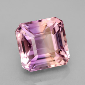 7.37캐럿 천연 바이컬러 아메트린, 에메랄드 컷, 11×11 mm, VVS-VS