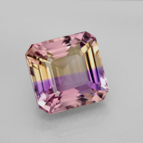 7.09캐럿 천연 바이컬러 아메트린, 에메랄드 컷, 11×10.8 mm, IF