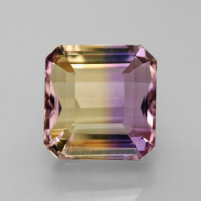6.74캐럿 천연 바이컬러 아메트린, 에메랄드 컷, 10.6×10.3 mm, VVS