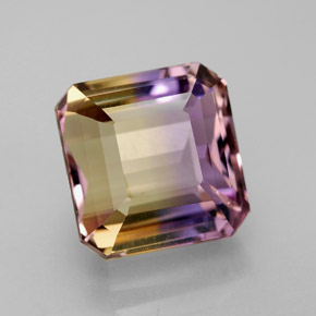 6.74캐럿 천연 바이컬러 아메트린, 에메랄드 컷, 10.6×10.3 mm, VVS