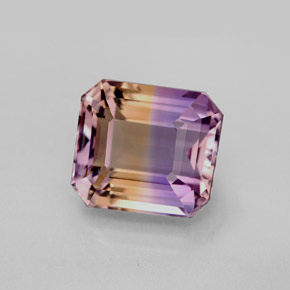 5.79캐럿 천연 바이컬러 아메트린, 에메랄드 컷, 11.1×9.9 mm, VVS