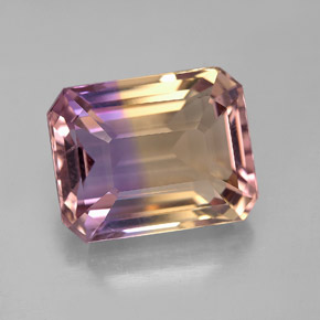 7.94캐럿 천연 바이컬러 아메트린, 에메랄드 컷, 13.1×10.3 mm, VVS