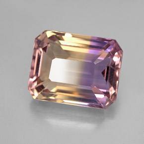7.94캐럿 천연 바이컬러 아메트린, 에메랄드 컷, 13.1×10.3 mm, VVS