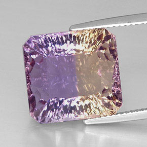 14.42캐럿 천연 바이컬러 아메트린, 에메랄드 컷, 14.4×13.6 mm, VVS