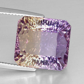 14.42캐럿 천연 바이컬러 아메트린, 에메랄드 컷, 14.4×13.6 mm, VVS