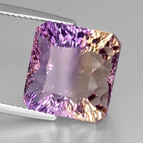 10.91캐럿 천연 바이컬러 아메트린, 에메랄드 컷, 13.5×13 mm, VVS-VS