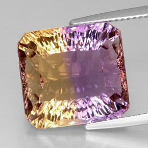 14.51캐럿 천연 바이컬러 아메트린, 에메랄드 컷, 15×14.1 mm, VVS-VS