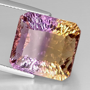 14.51캐럿 천연 바이컬러 아메트린, 에메랄드 컷, 15×14.1 mm, VVS-VS