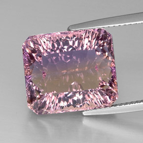 13.31캐럿 천연 바이컬러 아메트린, 에메랄드 컷, 14.6×12.8 mm, VVS