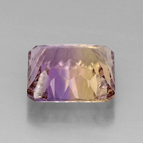 9.01캐럿 천연 바이컬러 아메트린, 에메랄드 컷, 13.2×12.6 mm, VVS-VS