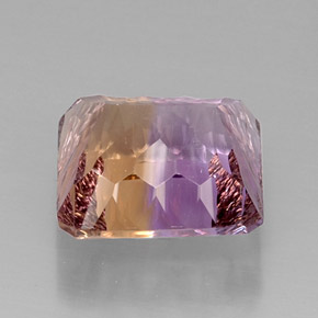 12.12캐럿 천연 바이컬러 아메트린, 에메랄드 컷, 13.8×13.8 mm, VVS-VS