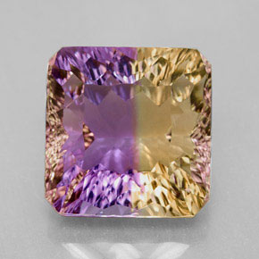10.35캐럿 천연 바이컬러 아메트린, 에메랄드 컷, 13.1×12.8 mm, VVS
